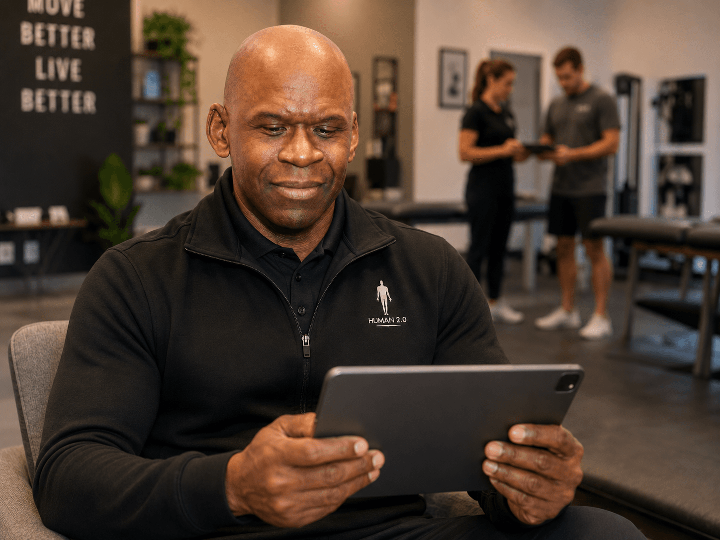 A clinic provider reviewing performance metrics on a clean dashboard view.